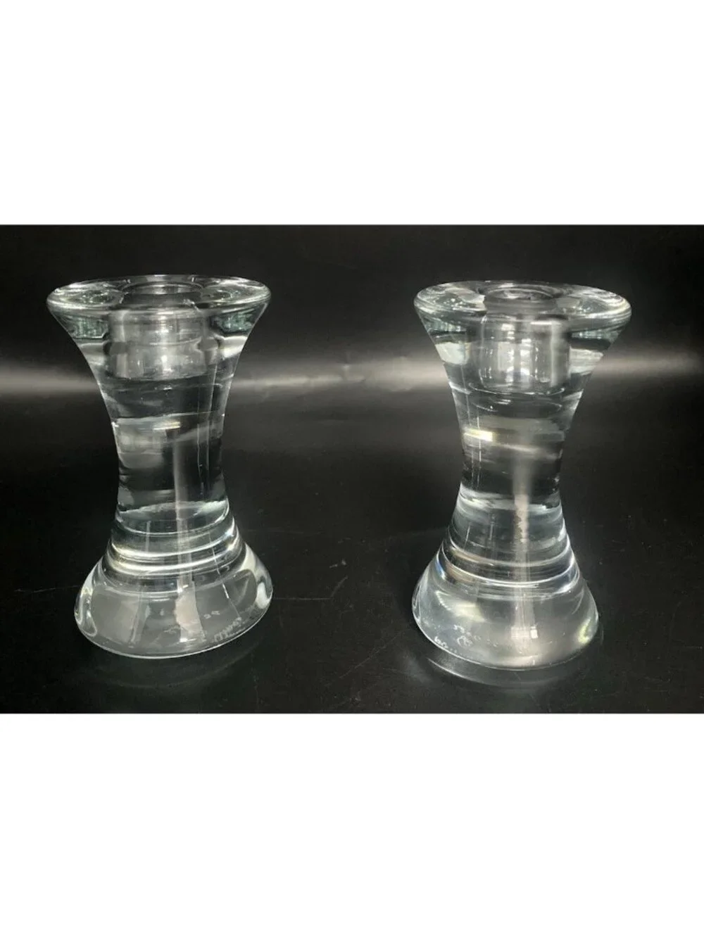 Set of 2 Danish Holmegaard Per Lutken Signed Taper Candle Holders  4.25”